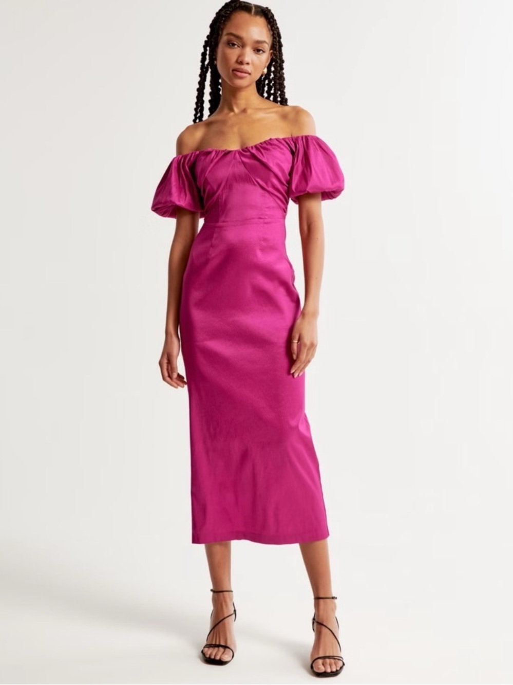 Abercrombie Taffeta Off-The-Shoulder Midi Dress